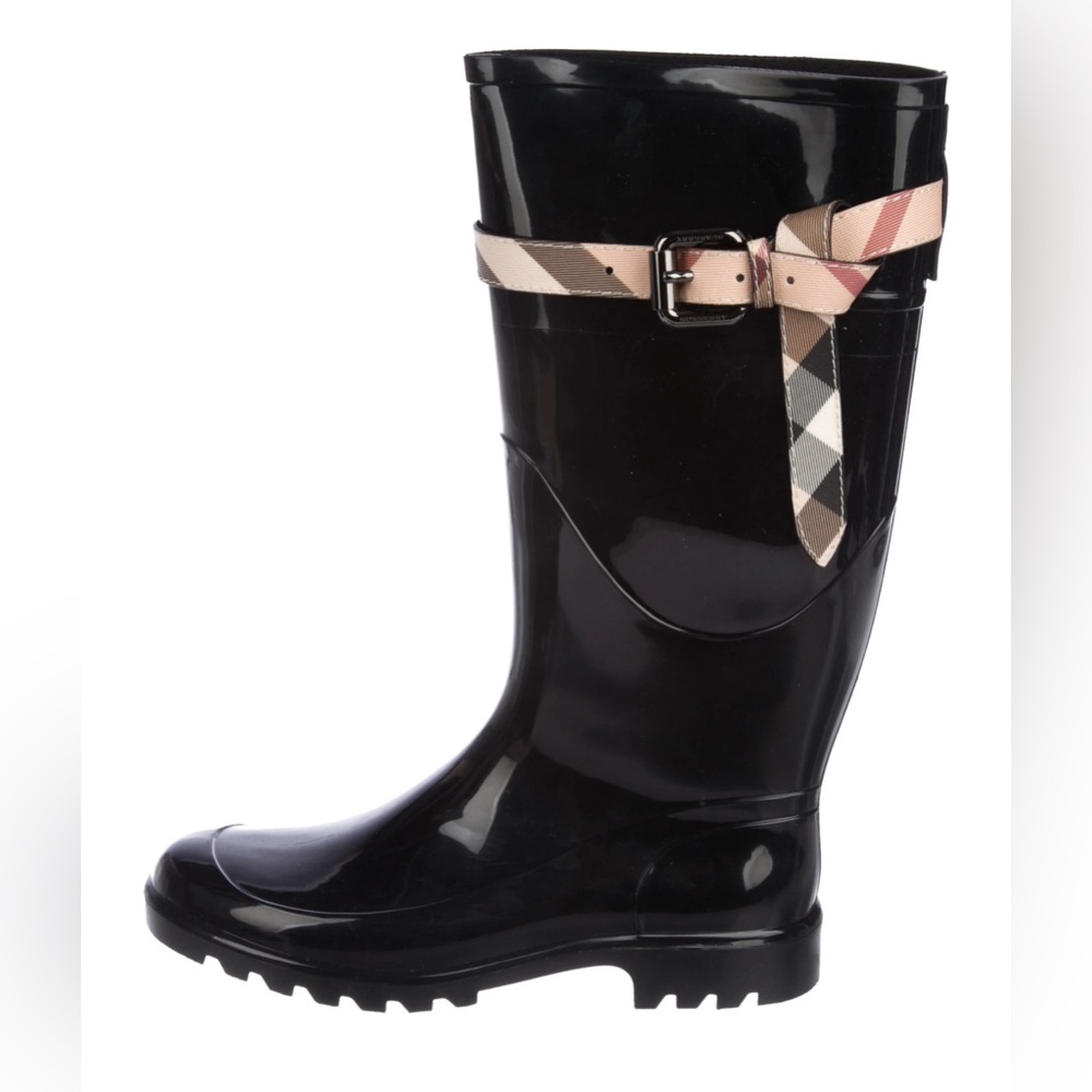 Burberry Black Kenyon Nova Belt Rainboot Size EU 39 Preowned